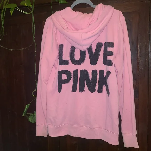 PINK Victoria's Secret Zip-Up Hoodie Pink Size L - Picture 2 of 6